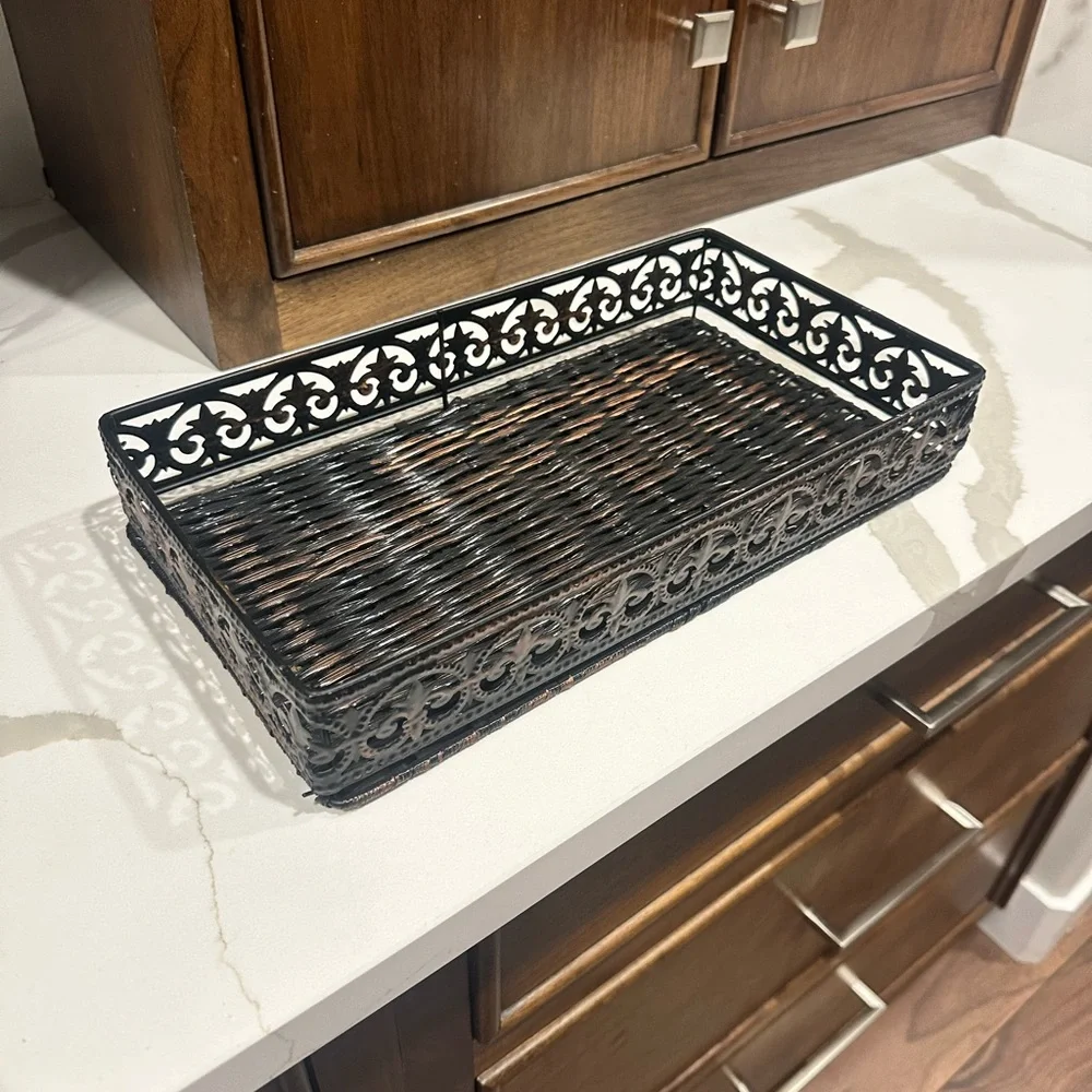 Elegant Black Metal Bathroom Tray